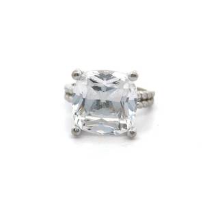 lot 84 image: Glamorous Princess Cut Cubic Zirconia Solitaire Twisted Rope Ring