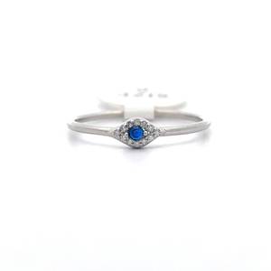 lot 92 image: NEW Natural Sapphire & Diamond Evil Eye Halo Ring