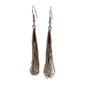 lot 56 image: Vintage Liquid Silver Fringe Dangle Shepherds Hook Earrings