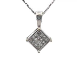 lot 24 image: Natural Diamond Estate Drop Pendant in 14k White Gold