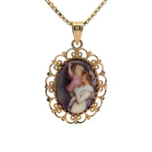 lot 37 image: NEW Michael Anthony Jewelers Mother & Child Reversible I Love You Cameo Pendant in 14k Yellow Gold