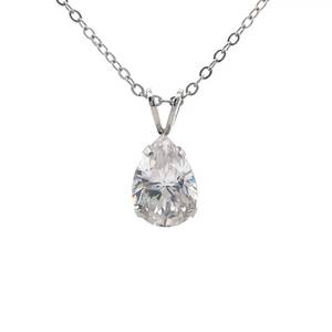 lot 63 image: Cubic Zirconia Pear Solitaire Pendant Necklace