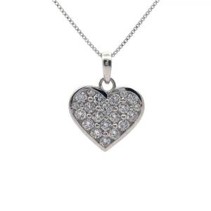 lot 33 image: PavDiamond Heart Drop Pendant