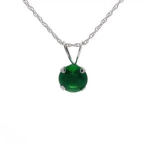 lot 36 image: NEW Emerald Solitaire Pendant Necklace in White Gold