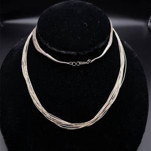 lot 55 image: Vintage Liquid Silver Multi-10-Strand Long Length Necklace