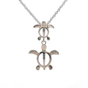 lot 61 image: Adorable Double Sea Turtle Drop Pendant Necklace