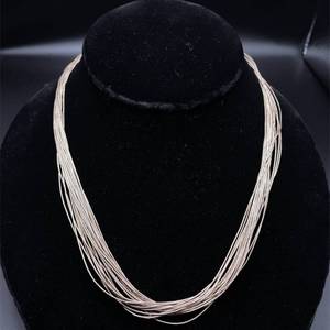 lot 51 image: Vintage 21-Strand Liquid Silver Luxe Necklace