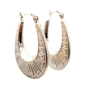 lot 81 image: Puffed Hollow Greek Key Meandros Hoop Earrings