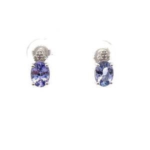 lot 31 image: NEW Oval Tanzanite & Natural Diamond Stud Earrings in White Gold