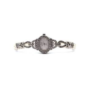 lot 44 image: Gruen Ladies Quartz Watch  Silver-Tone with Crystal Accents & Pearlized Bracelet  With Original Box