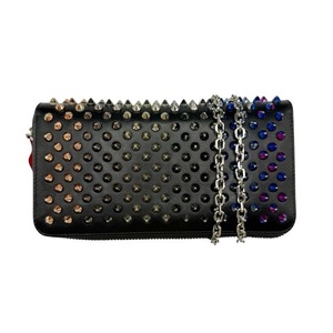lot 95 image: Christian Louboutin Black Leather Panettone Spiked Wallet on Chain Pre-Owned Retail $1,200