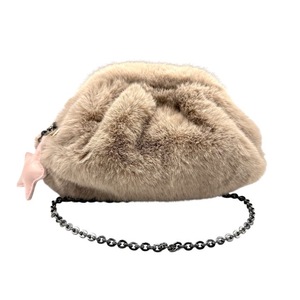 lot 99 image: SU Faux Fur Beige Chain Shoulder Bag Pre-Owned Retail $200