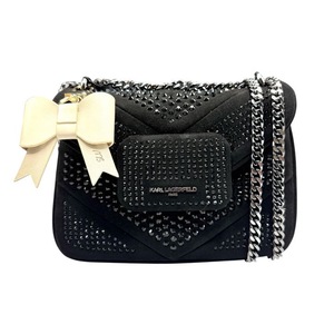 lot 100 image: New Karl Lagerfeld Black Studded Chain Shoulder Bag Pre-Owned Retail $425