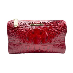 lot 101 image: Brahmin Red Croc-Embossed Leather Clutch Pre-Owned Retail $225