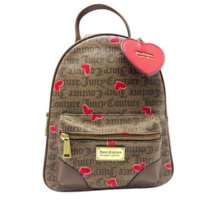 lot 110 image: Juicy Couture Brown & Red Heart Print Mini Backpack Pre-Owned Retail $175