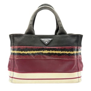lot 120 image: Prada Milano Leather & Canvas Tote Bag Pre-Owned Retail $1,400