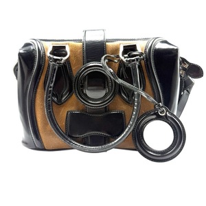 lot 121 image: Balenciaga Paris Patent Leather & Suede Satchel Pre-Owned Retail $1,400
