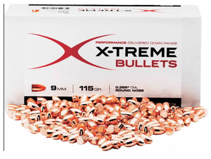 lot 309 image: X-Treme Bullets Copper Plated Round Nose Pistol Bullets 500ct. Box