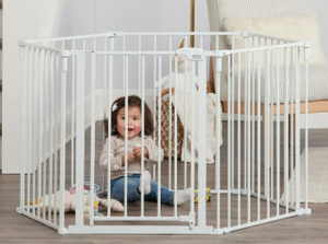 lot 148 image: Regalo Super Wide Baby Gate, Features Play Yard Option, White, 144, Age Group 6-24 Months