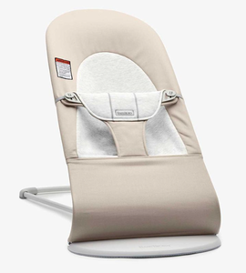 lot 121 image: BabyBjrn Bouncer Balance Soft, CottonJersey, BeigeGray 2-in-1 Adjustable Baby Bouncer Seat and Toddler Chair