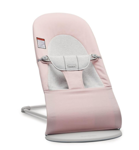 lot 129 image: BabyBjrn Bouncer Balance Soft, CottonJersey, PinkGray 2-in-1 Adjustable Baby Bouncer Seat and Toddler Chair