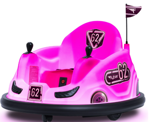 lot 207 image: 6V Pink Glow Bumper Car, Battery Powered Ride on for Children by Flybar