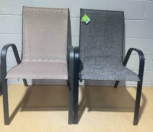 lot 239 image: Pair Of Room Essentials Sling Stackable Patio Chairs