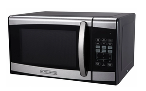lot 58 image: BLACKDECKER 0.9 cu ft Countertop Microwave Oven in Stainless Steel EM925AZE-P