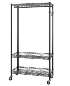 lot 457 image: Winado Black Steel Rolling Clothing Rack