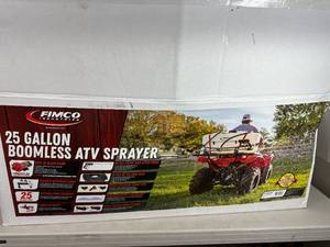 lot 18 image: Brand New Fimco 25 Gallon ATV Sprayer with Wand, Pump, Hose, Etc