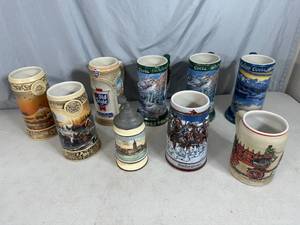 lot 48 image: Assorted Beer Steins Including Ducks Unlimited, Coors, Old Style, Budweiser