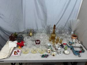 lot 75 image: Assorted China, Glassware, Decanter Set, Collectibles, and More