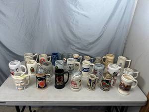 lot 92 image: Collection of Vintage Beer Stein Mugs