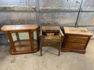 lot 16 image: Take What You Want Project Furniture, Night Stand, Desk, Lighted Cabinet