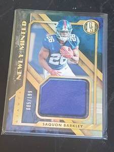 lot 9 image: Newly Minted 2018 Saquon Barkley Player Worn Jersey Sports Card