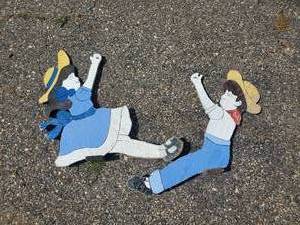 lot 37 image: 2 Large Wooden Vintage Swinging Girl and Boy