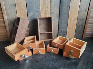 lot 57 image: Lot of Vintage Wooden Drawers some with dividers great for smalls Nice Collection