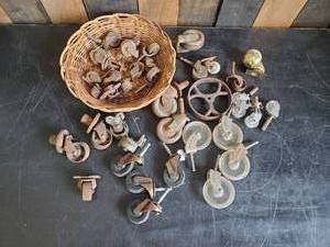 lot 58 image: Vintage Caster Wheels of different sizes and styles