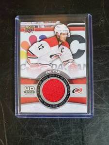 lot 73 image: Upper Deck Eric Staal UD Game Jersey Sports Card