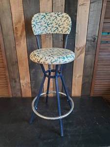 lot 81 image: Cute refurbished Nautical Metal Stool with cushion Seat and Backrest This is a Must have for the Lake Place