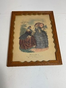 lot 4 image: Vintage Framed French Fashion Print by Artist Anais Tardouze, 1940s