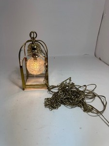 lot 37 image: Ornate Hanging Light Metal & Glass