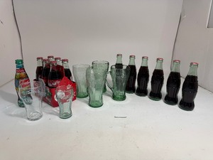 lot 46 image: Lot of Vintage Coke GlassesBottles  Stained Glass Bottle