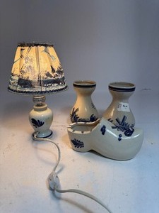 lot 62 image: Lot of Dutch Vase, Lamp, & a Clog