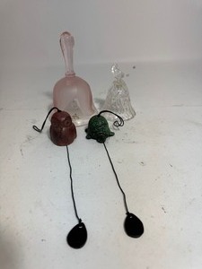 lot 64 image: Viking Glass Hand Bell Transparent Pink, Crystal Bell & More