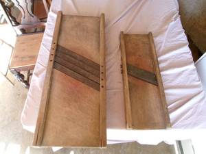 lot 1 image: 2 Vintage Cabbage Cutters