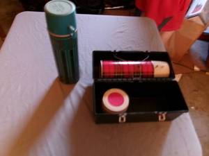 lot 39 image: Vintage Plastic Thermos Lunch Box & Coffee Thermos