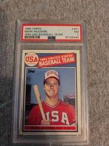 lot 40 image: Graded 1985 Mark McGwire USA Baseball Card #401