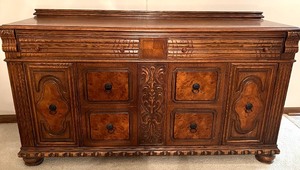 Antique Carved Oak Sideboard Buffet with Drawers and Doors