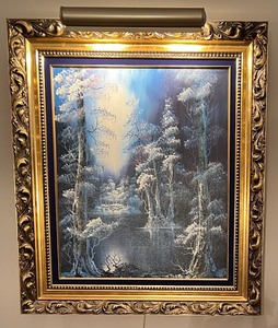 lot 19 image: Winter in the Vienna Woods Original Oil Painting by Rhinehardt with Ornate Gold Frame